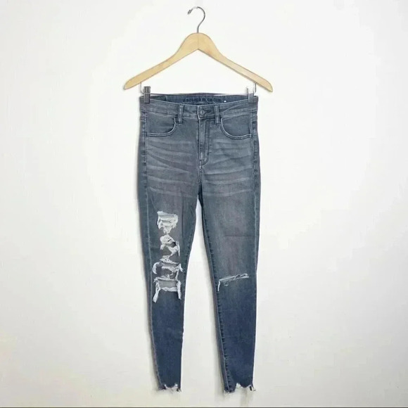 American Eagle Super High Rise Jeggings Jeans Skinny in Gray Size 2 Jeans - Picture 4 of 11